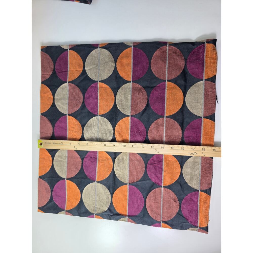 IKEA Orange Purple Retro Mod OTTL Square Euro 20x20 Pillow Shams Set of 2 - Picture 4 of 7